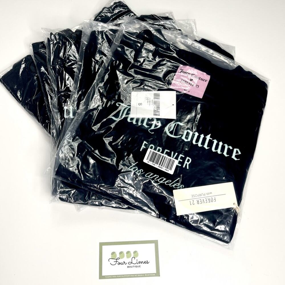 F21 x Juicy Couture Black Crewneck Embroidered T-Shirt Medium - Picture 8 of 8
